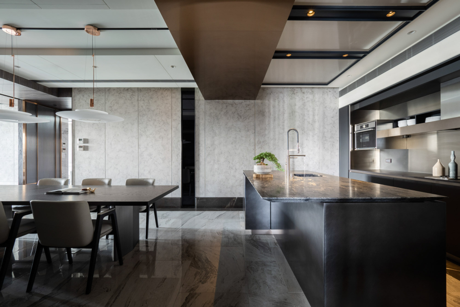 现代简约风格室内家装案例效果图-餐厅岛台 现代简约风格室内家装案例效果图-餐厅岛台