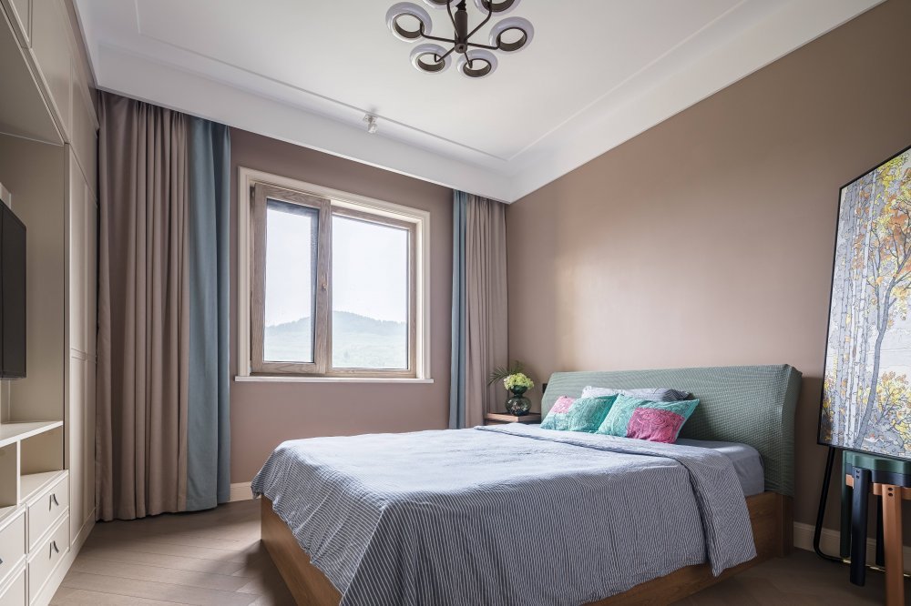 摩登复古风格室内家装案例效果图-次卧 摩登复古风格室内家装案例效果图-次卧